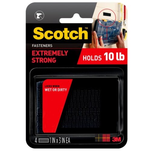 Scotch Extreme Fasteners RF6731 1″ × 3″ (25 4 mm × 76 2 mm) 2 Sets of Strips Black