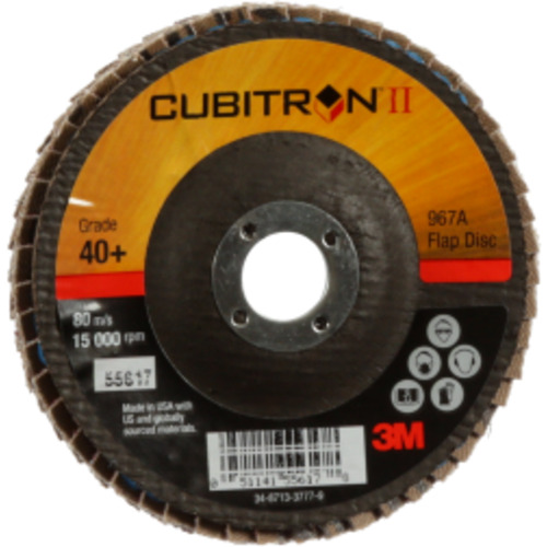 3M Cubitron II Flap Disc 967A 40+ T29 4″ × 5/8″